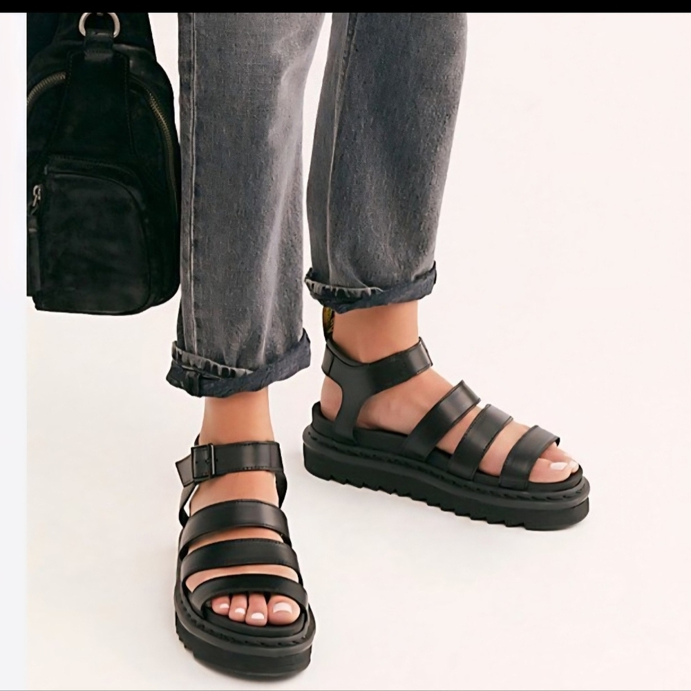 Black Strappy Sandals Flatfom Boutique Womens Savage Slip On Adjust. Ankle Strap
